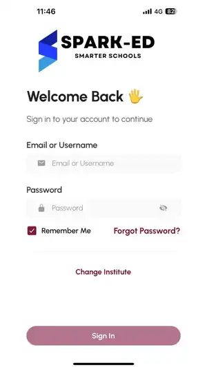 Spark-Ed mobile app sign-in screen